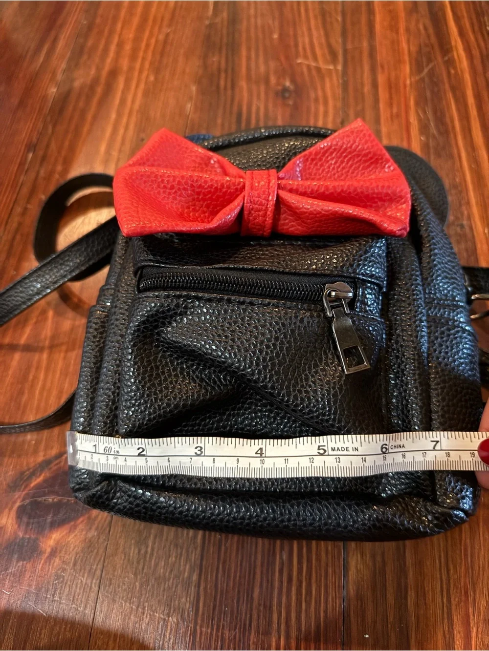 Kids Black Mini Backpack with Red Bow and mouse ears